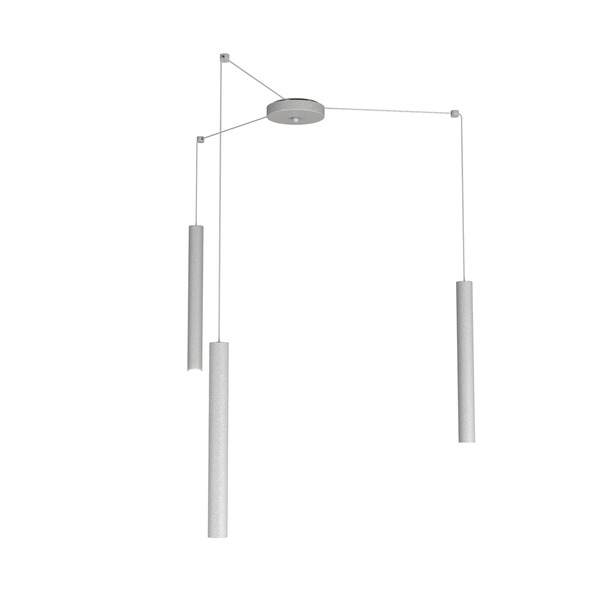 1174/S3-GR ROUND TUBE SOSPENSIONE 3 LUCI GRIGIO CAVO CM.250 CON BASE