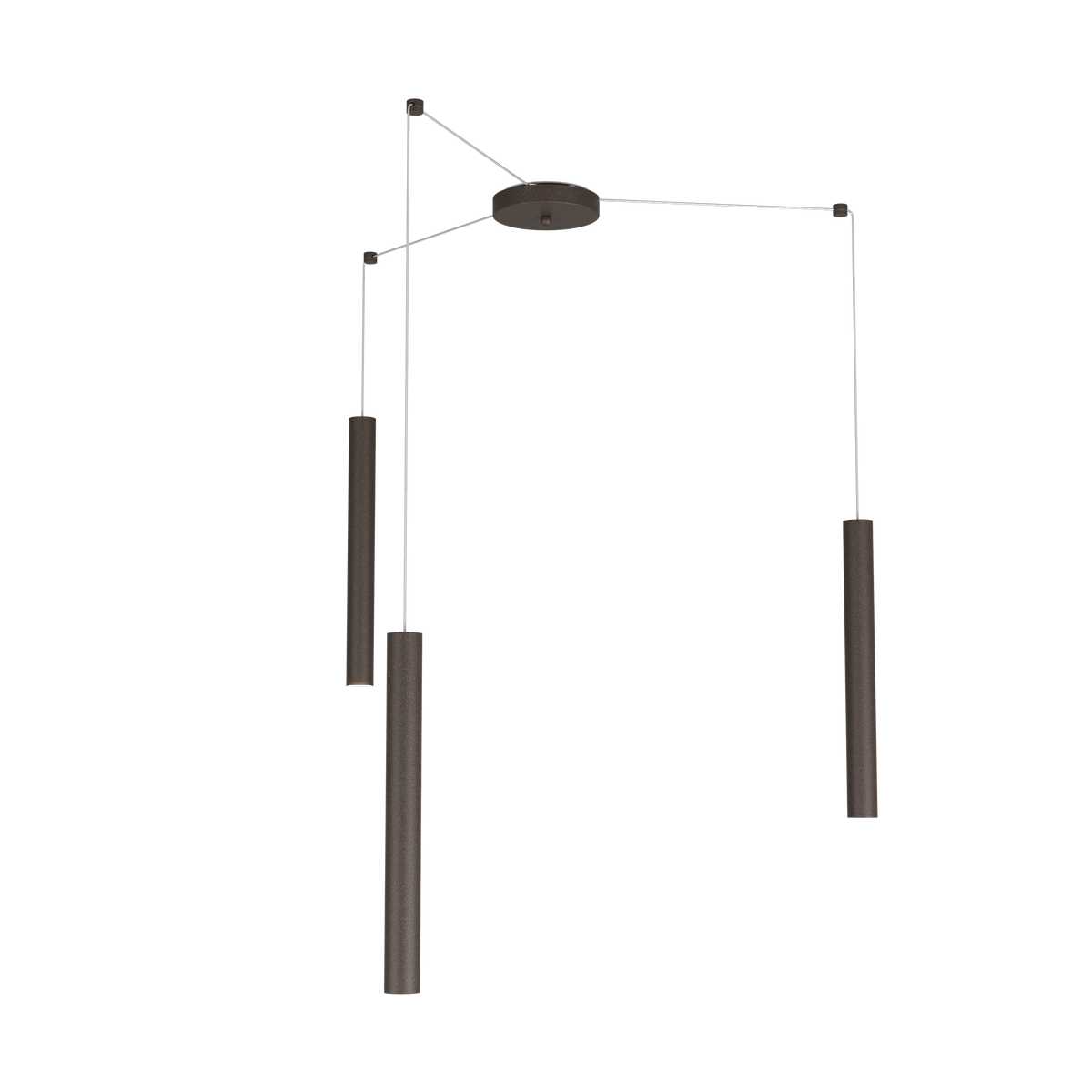 1174/S3-MA ROUND TUBE SOSPENSIONE 3 LUCI MARRONE CAVO CM.250 CON BASE