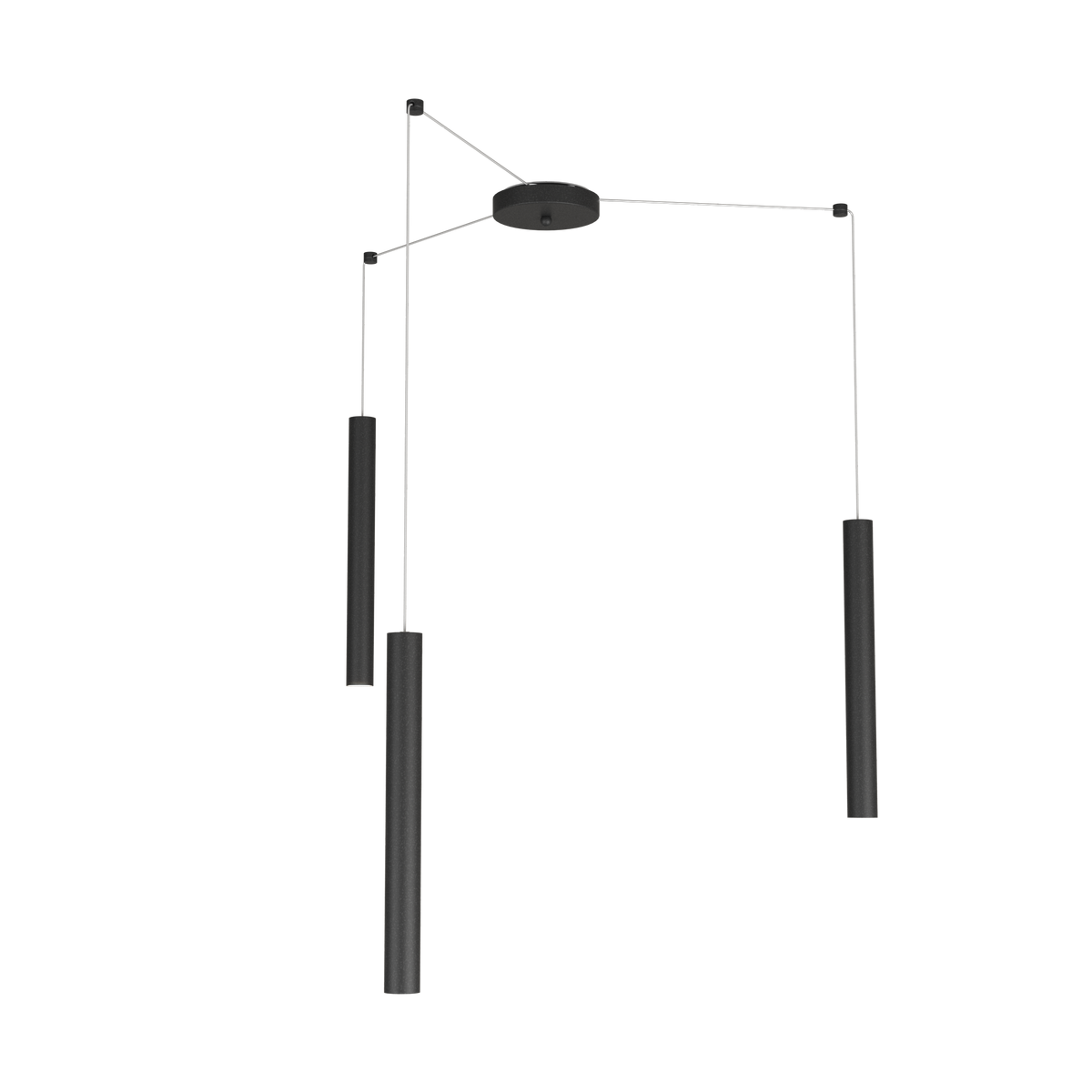 1174/S3-NE ROUND TUBE SOSPENSIONE 3 LUCI NERO CAVO CM.250 CON BASE