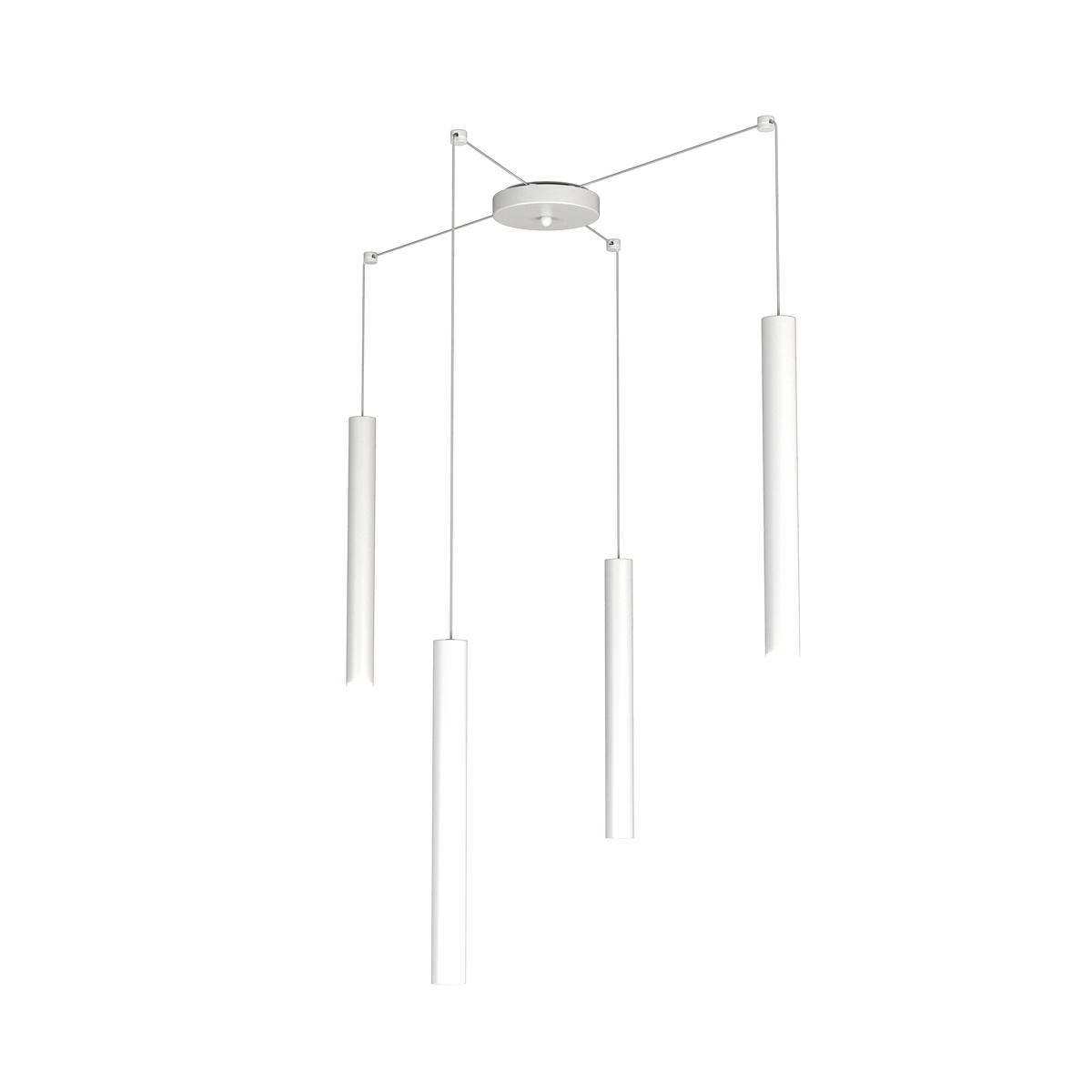 1174/S4-BI ROUND TUBE SOSPENSIONE 4 LUCI BIANCO CAVO CM.250 CON BASE