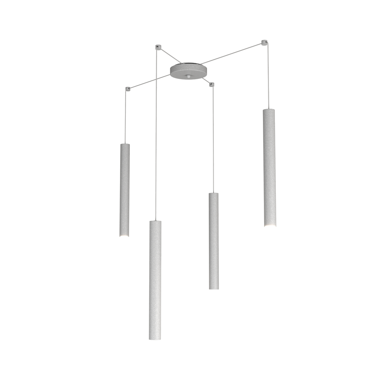 1174/S4-GR ROUND TUBE SOSPENSIONE 4 LUCI GRIGIO CAVO CM.250 CON BASE