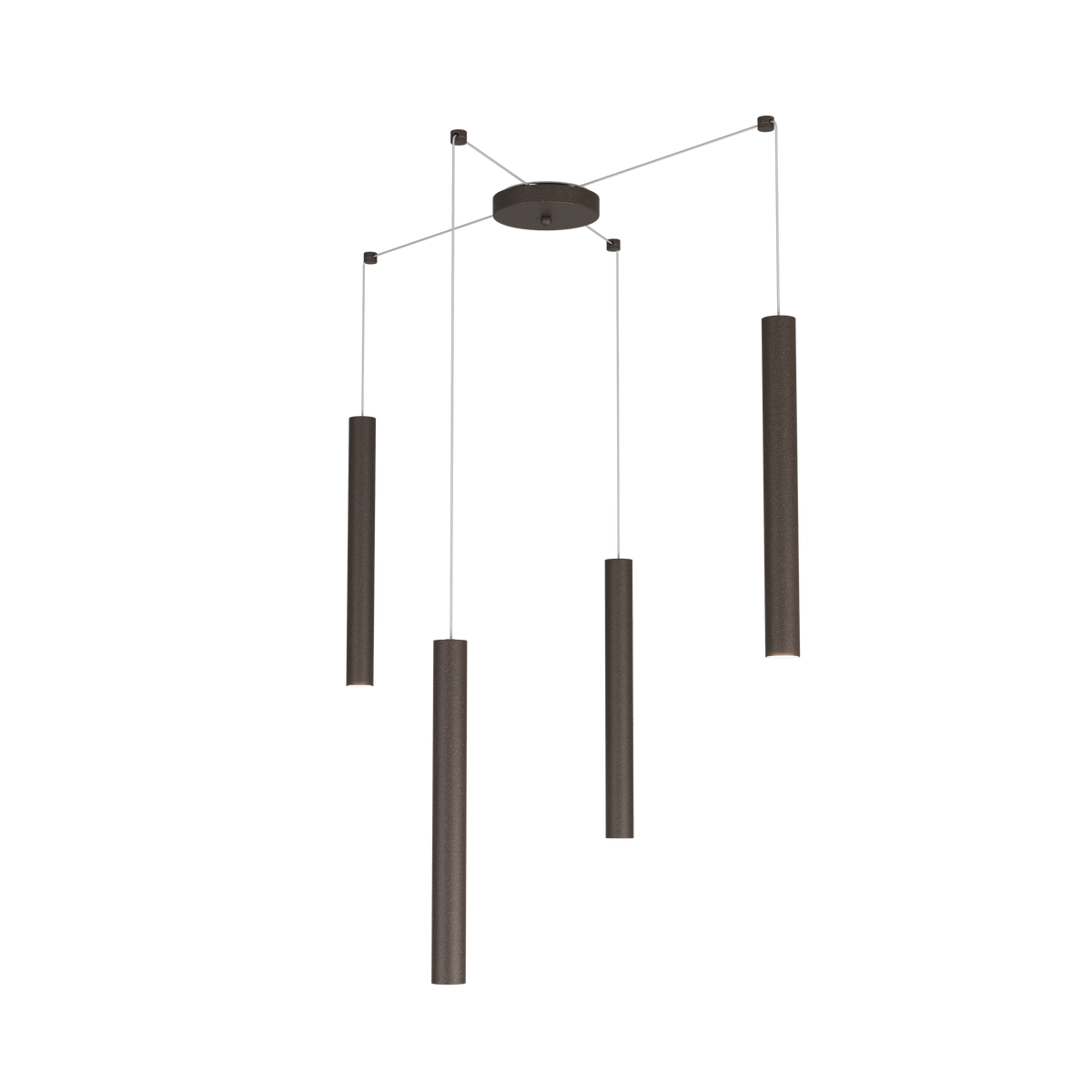 1174/S4-MA ROUND TUBE SOSPENSIONE 4 LUCI MARRONE CAVO CM.250 CON BASE