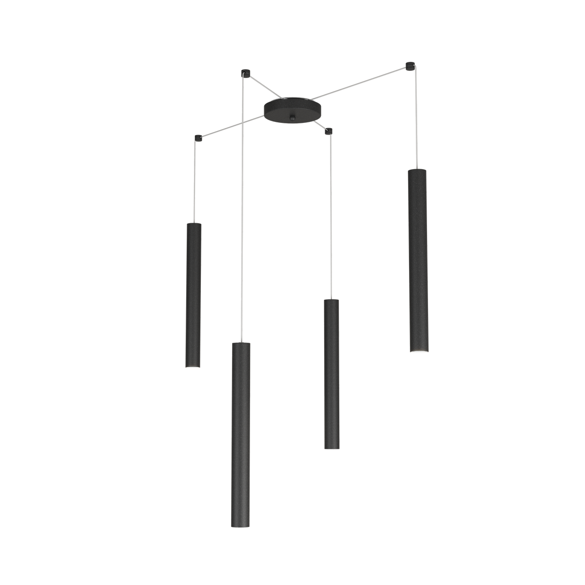 1174/S4-NE ROUND TUBE SOSPENSIONE 4 LUCI NERO CAVO CM.250 CON BASE