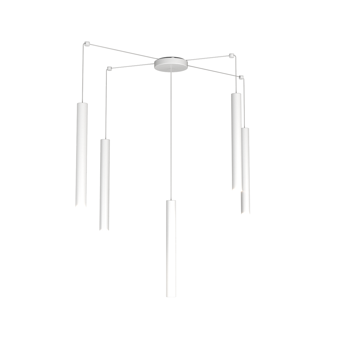 1174/S5-BI ROUND TUBE SOSPENSIONE 5 LUCI BIANCO CAVO CM.250 CON BASE