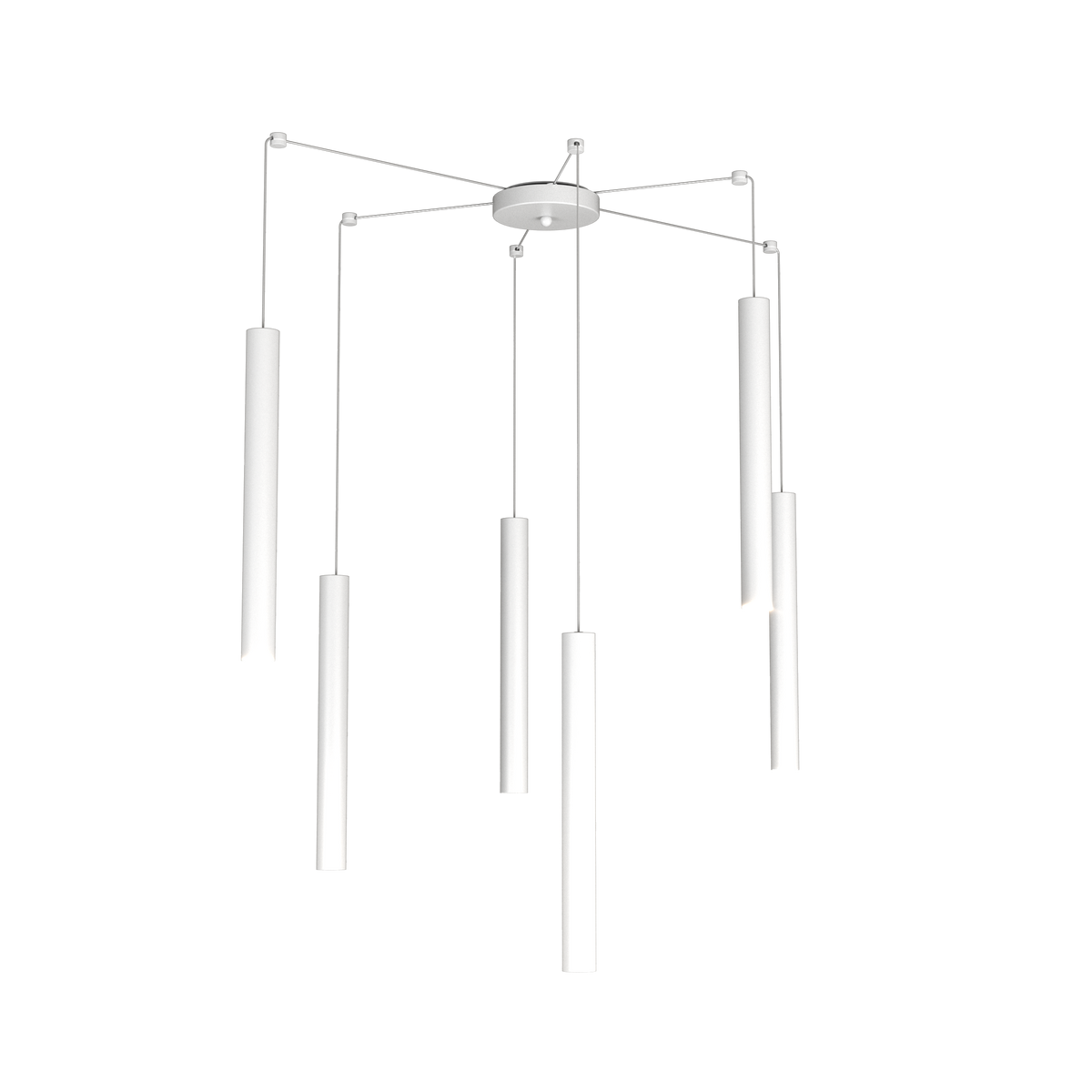 1174/S6-BI ROUND TUBE SOSPENSIONE 6 LUCI BIANCO CAVO CM.250 CON BASE