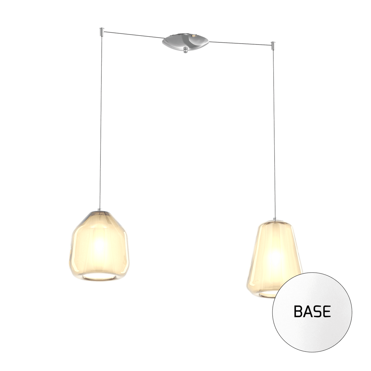 1176BI/S2 S BG-AM DOUBLE SKIN SOSP. BIANCO 2 LUCI SPOSTABILE VETRI BETA + GAMMA AMBRA