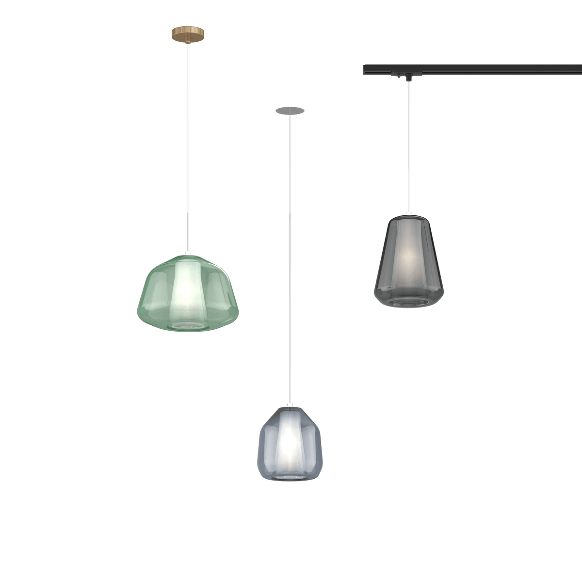 1176INCCR/S1 BETA-BL DOUBLE SKIN SOSP. 1 LUCE E27 CON CAVO CM 250 BETA BLU E ROSONE DA INCASSO CROMO