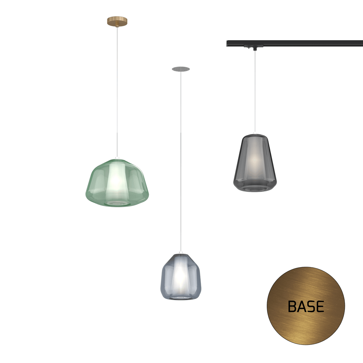 1176INCOS/S1 BETA-BL DOUBLE SKIN SOSP. 1 LUCE E27 CON CAVO CM 250 BETA BLU E ROSONE DA INCASSO OTTONE SAT.