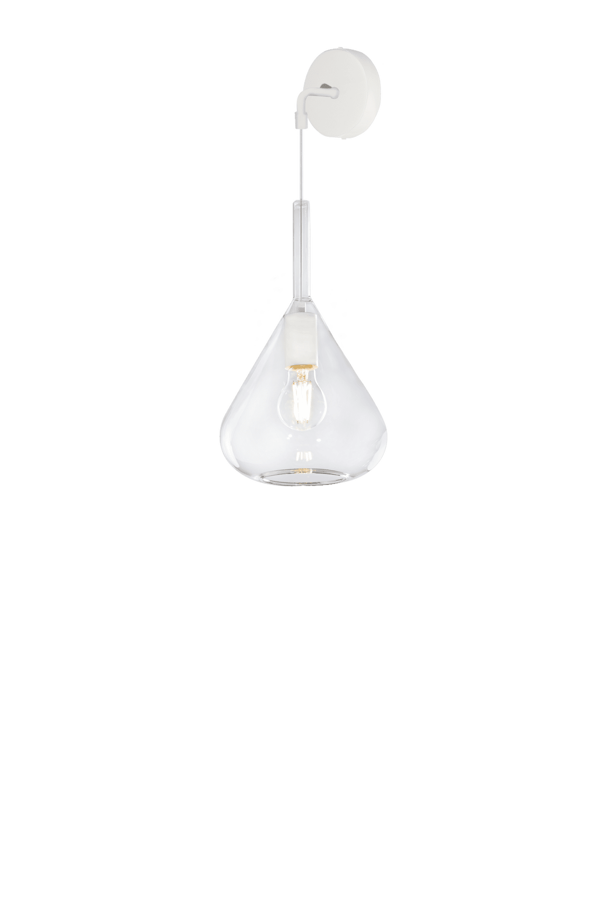 KONA APPLIQUE BIANCO 1 LUCE VETRO TRASPARENTE