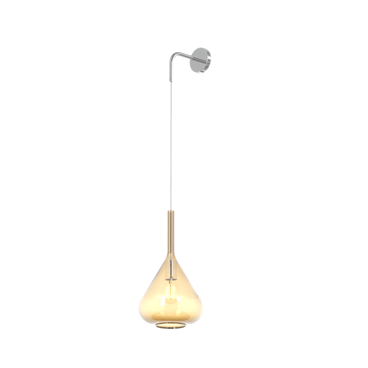 1177CR/A-AM KONA APPLIQUE CROMO 1 LUCE VETRO AMBRA