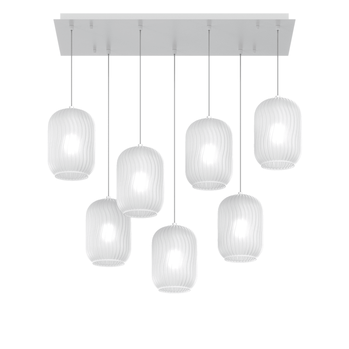 1181BI/S7 R-BF TENDER SOSP. BIANCO 7 LUCI RETTANGOLARE VETRI BIANCO FOG
