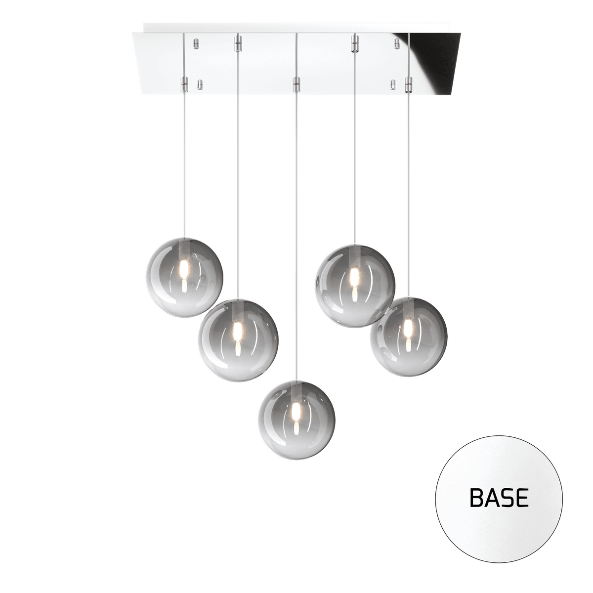 1184BI/S5 R-FU ECLIPSE SOSP. BIANCO 5 LUCI RETTANGOLARE VETRI FUME