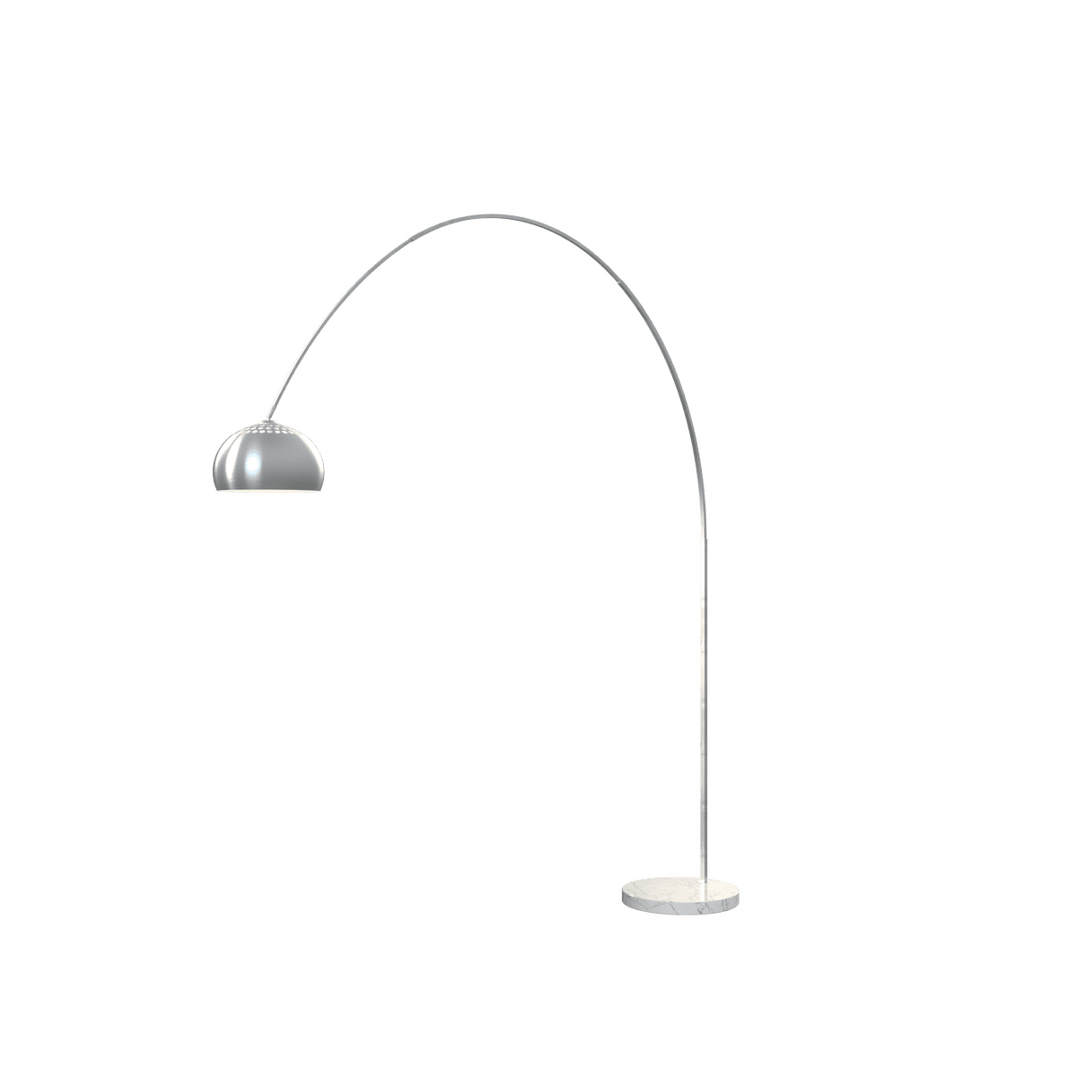 TURNING PIANTANA 1187 TUBO CURVO - BASE PIANA BIANCO - DIFFUSORE METALLICO