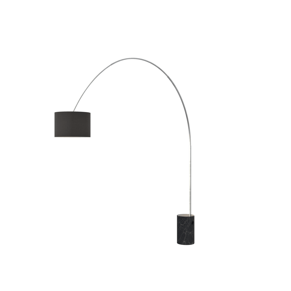 1187/B6-CIN TURNING PIANTANA 1187 TUBO CURVO - BASE CILINDRICA NERO - DIFFUSORE CILINDRICO NERO