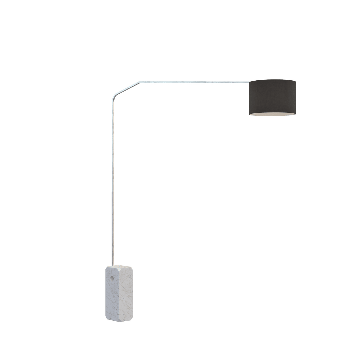 SLOPE PIANTANA 1188 TUBO DOPPIA CURVA - BASE PARALLELEPIPEDO BIANCO - DIFFUSORE CILINDRICO NERO