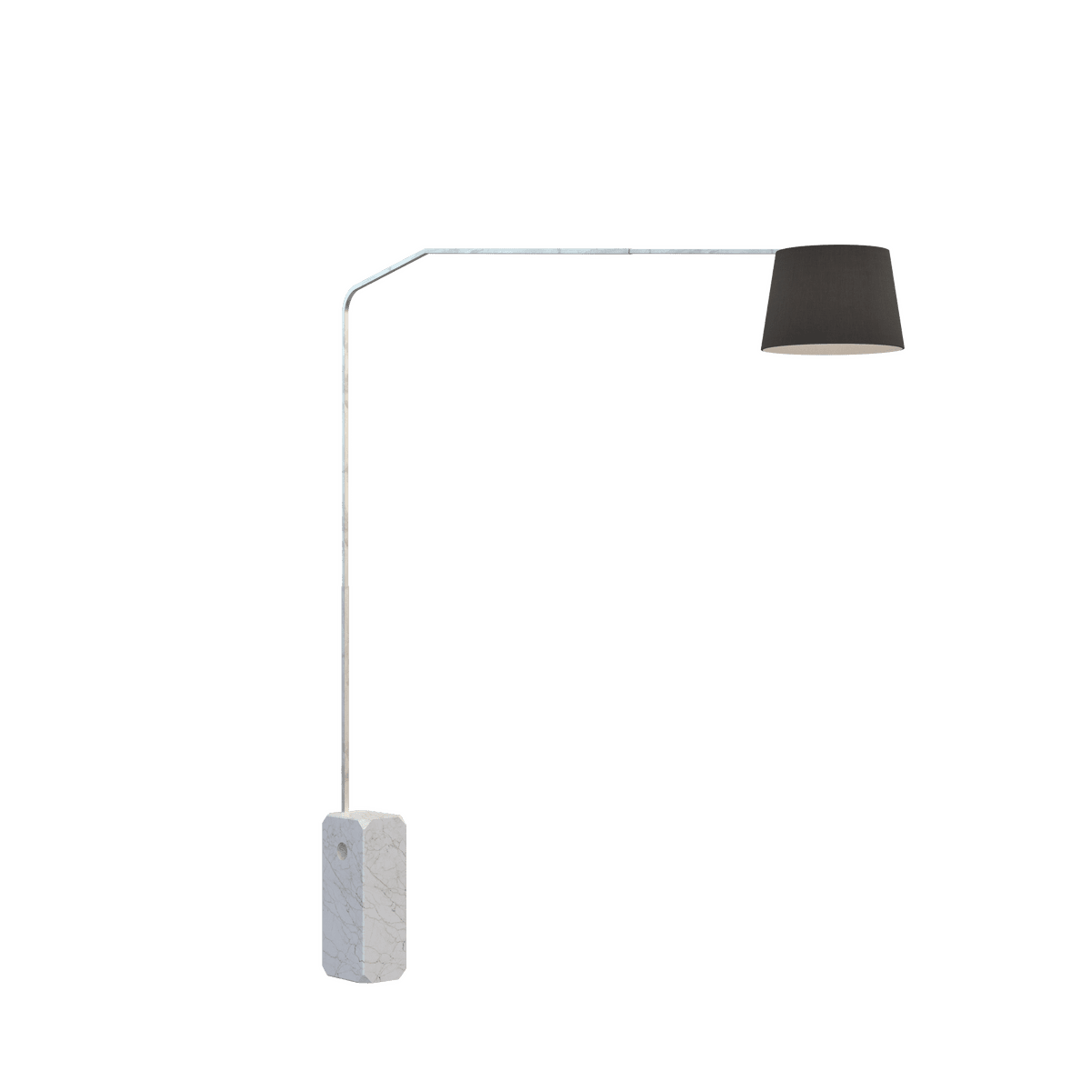 SLOPE PIANTANA 1188 TUBO DOPPIA CURVA - BASE PARALLELEPIPEDO BIANCO - DIFFUSORE CONICO NERO