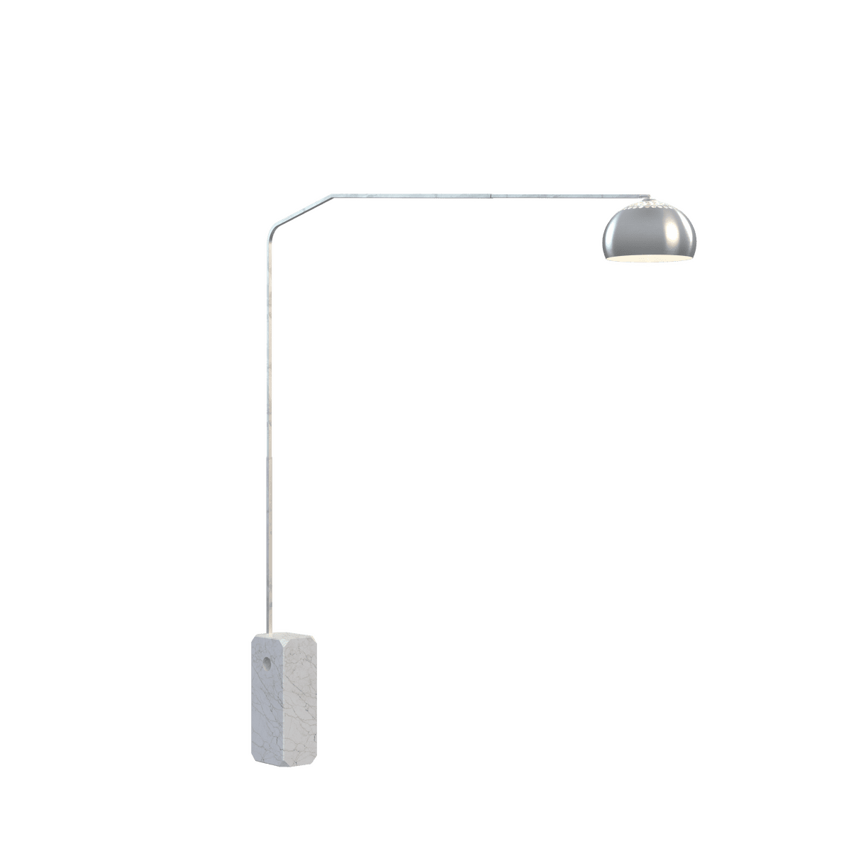 1188/B1-CUP SLOPE PIANTANA 1188 TUBO DOPPIA CURVA - BASE PARALLELEPIPEDO BIANCO - DIFFUSORE METALLICO