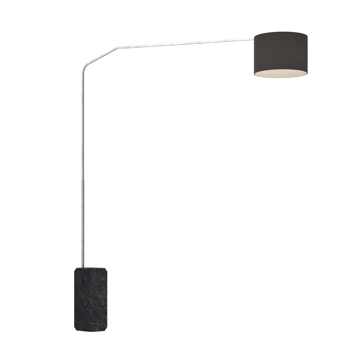 1188/B2-CIN SLOPE PIANTANA 1188 TUBO DOPPIA CURVA - BASE PARALLELEPIPEDO NERO - DIFFUSORE CILINDRICO NERO