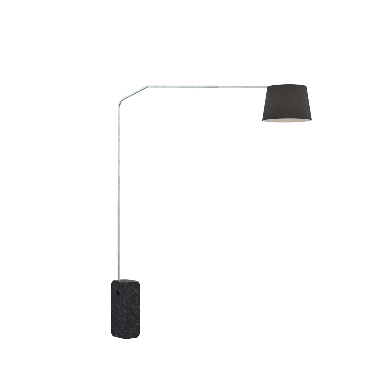 1188/B2-CON SLOPE PIANTANA 1188 TUBO DOPPIA CURVA - BASE PARALLELEPIPEDO NERO - DIFFUSORE CONICO NERO