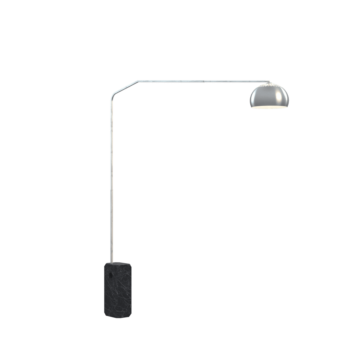 1188/B2-CUP SLOPE PIANTANA 1188 TUBO DOPPIA CURVA - BASE PARALLELEPIPEDO NERO - DIFFUSORE METALLICO
