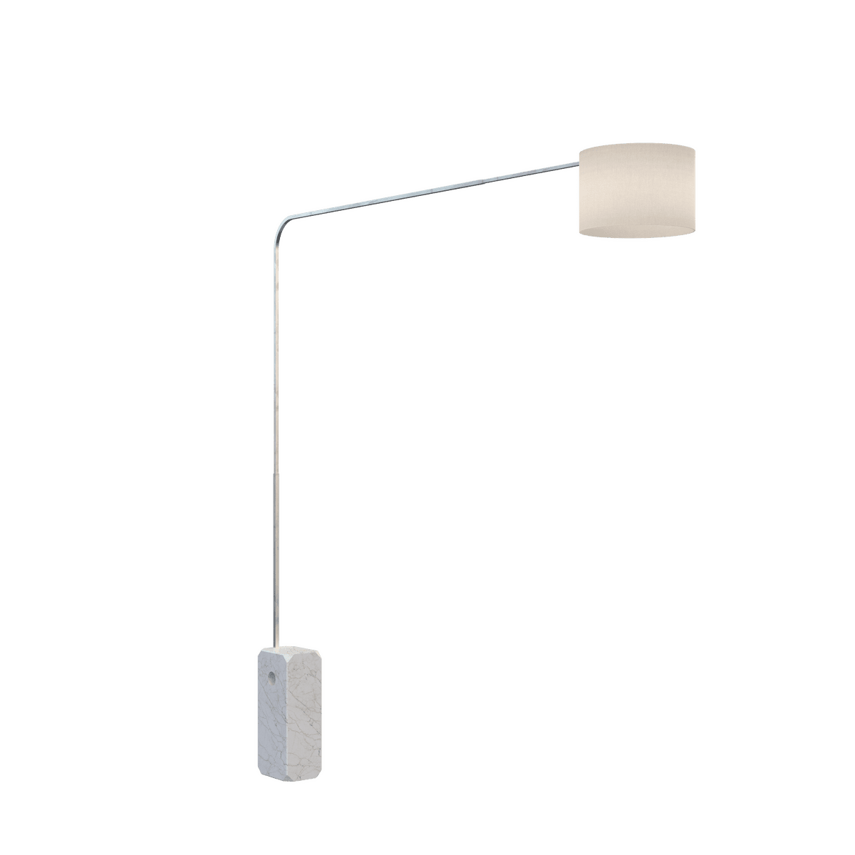 CORNER PIANTANA 1189 TUBO SINGOLA CURVA - BASE PARALLELEPIPEDO BIANCO - DIFFUSORE CILINDRICO BIANCO