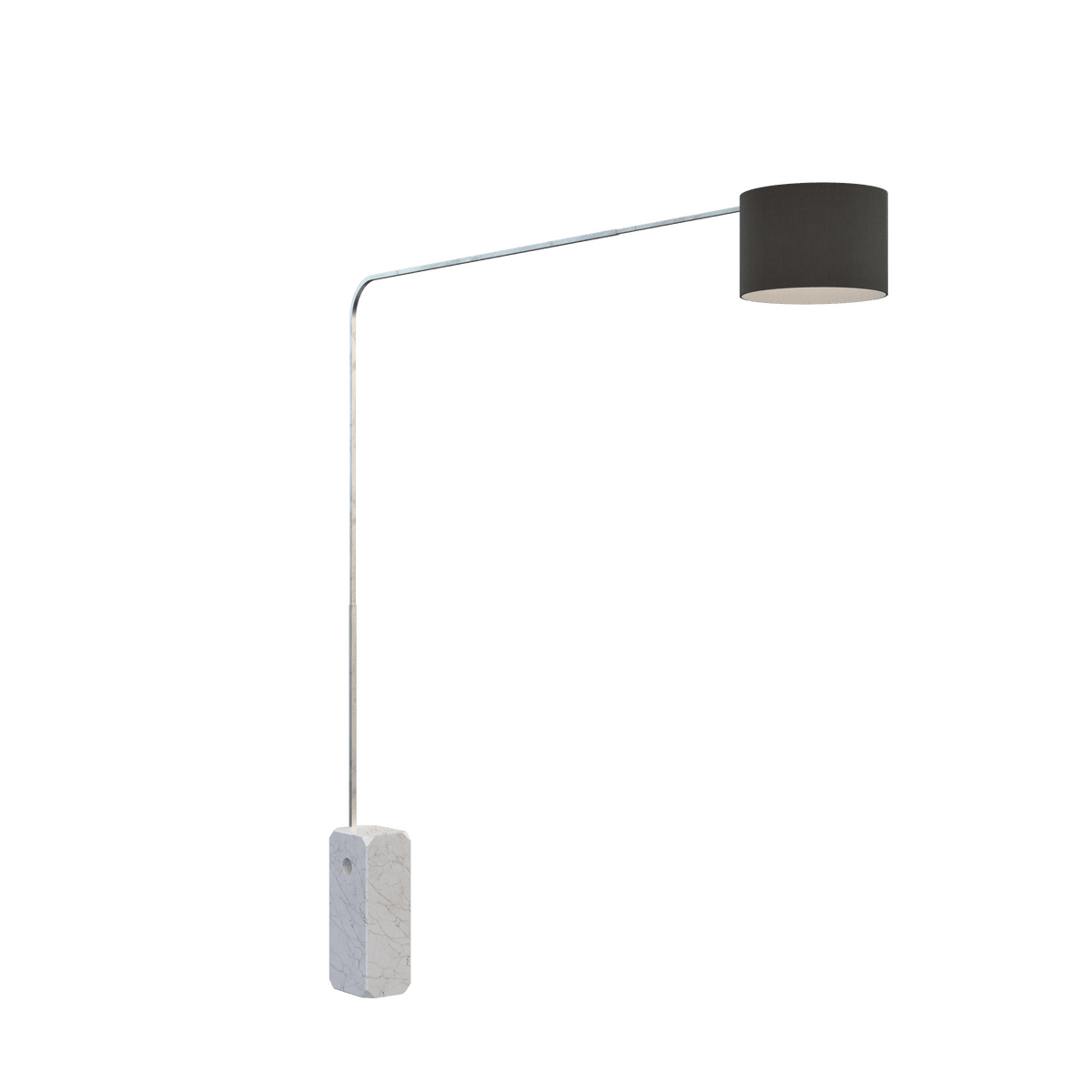 CORNER PIANTANA 1189 TUBO SINGOLA CURVA - BASE PARALLELEPIPEDO BIANCO - DIFFUSORE CILINDRICO NERO