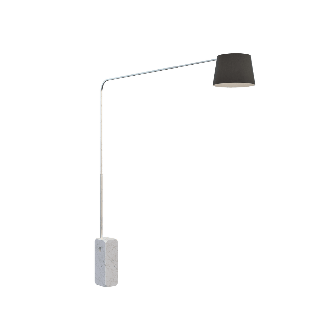 CORNER PIANTANA 1189 TUBO SINGOLA CURVA - BASE PARALLELEPIPEDO BIANCO - DIFFUSORE CONICO NERO