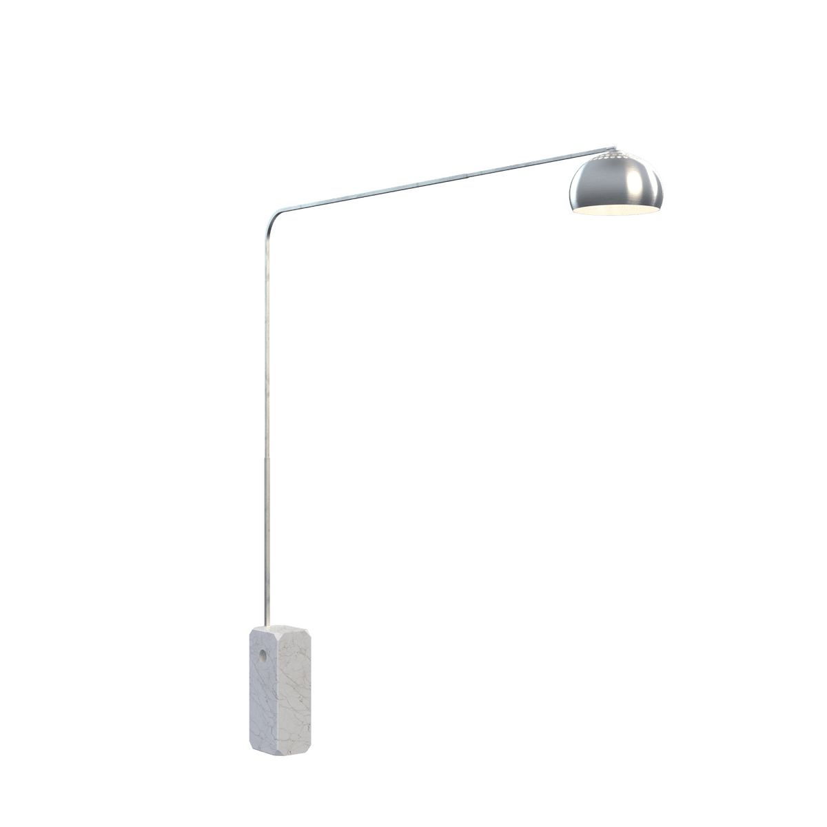 CORNER PIANTANA 1189 TUBO SINGOLA CURVA - BASE PARALLELEPIPEDO BIANCO - DIFFUSORE METALLICO