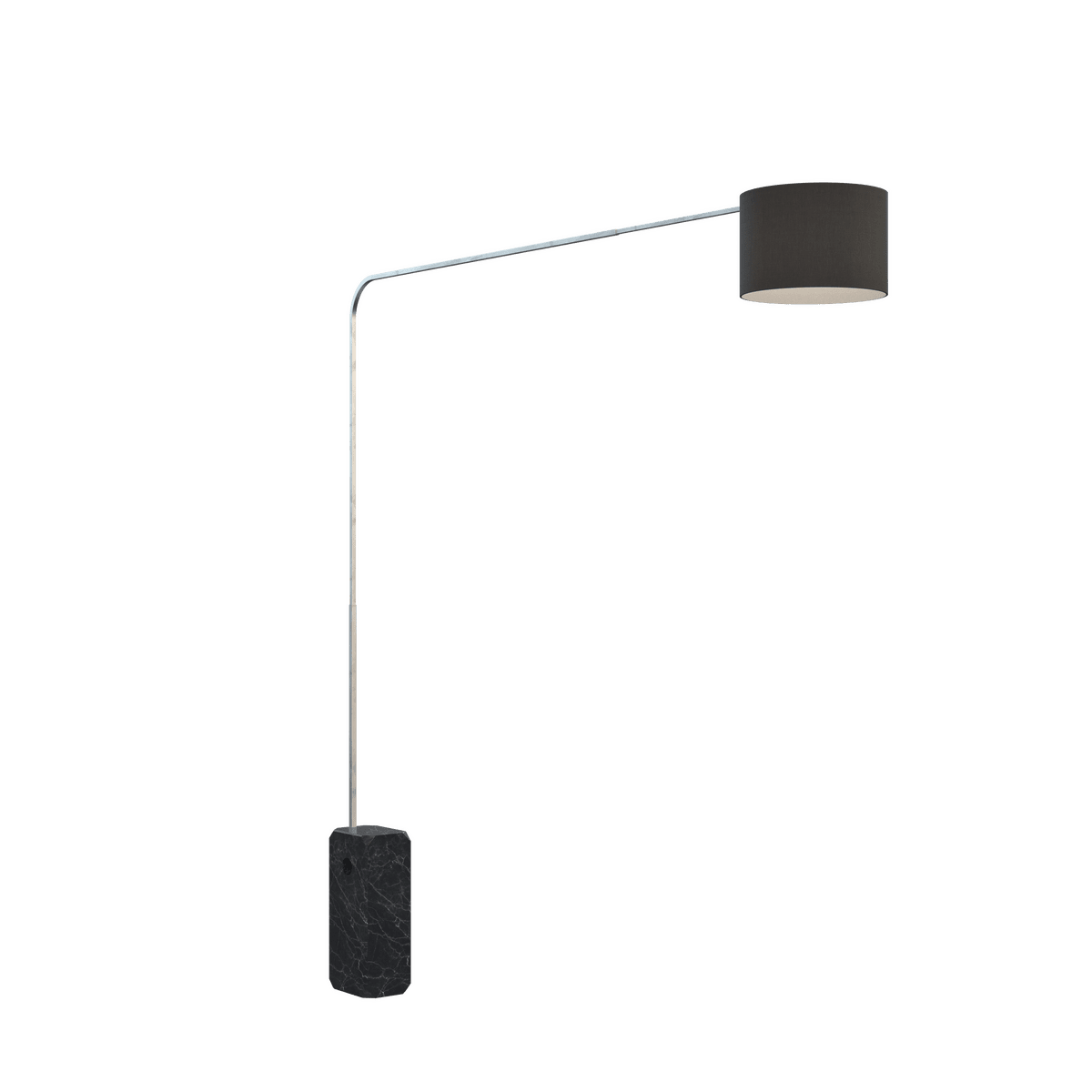 CORNER PIANTANA 1189 TUBO SINGOLA CURVA - BASE PARALLELEPIPEDO NERO - DIFFUSORE CILINDRICO NERO