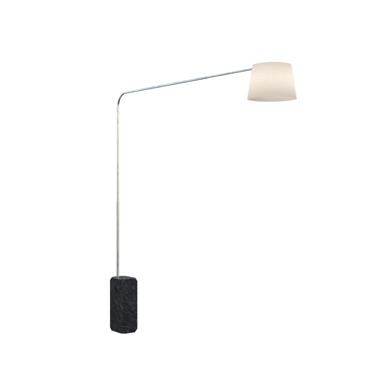 CORNER PIANTANA 1189 TUBO SINGOLA CURVA - BASE PARALLELEPIPEDO NERO - DIFFUSORE CONICO BIANCO
