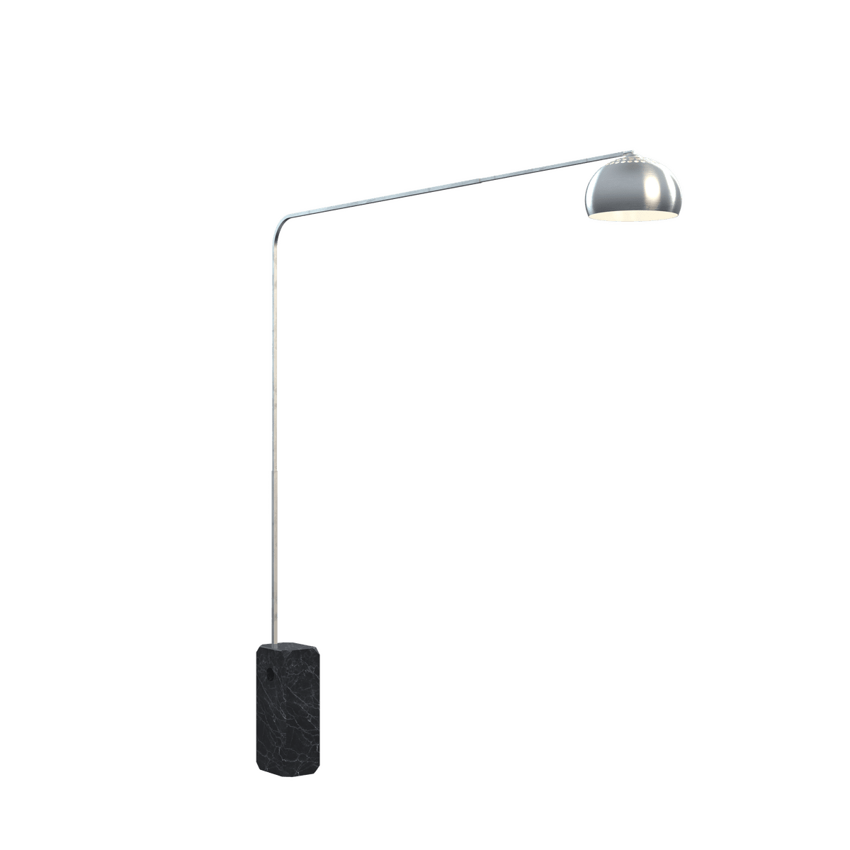 1189/B2-CUP CORNER PIANTANA 1189 TUBO SINGOLA CURVA - BASE PARALLELEPIPEDO NERO - DIFFUSORE METALLICO
