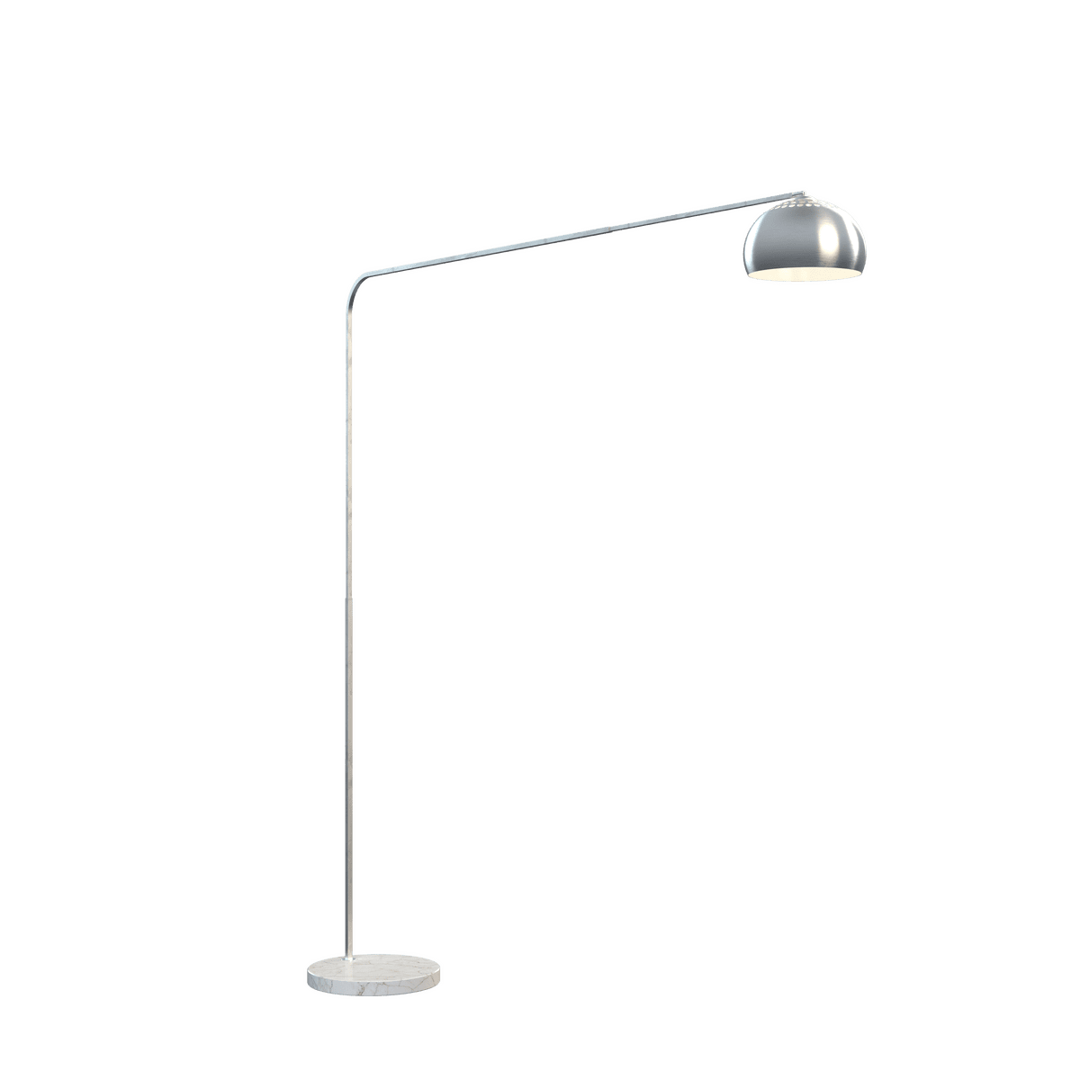 1189/B3-CUP CORNER PIANTANA 1189 TUBO SINGOLA CURVA - BASE PIANA BIANCO - DIFFUSORE METALLICO