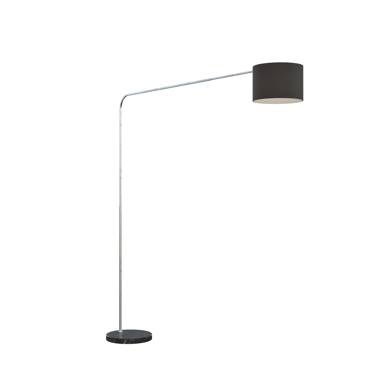 1189/B4-CIN CORNER PIANTANA 1189 TUBO SINGOLA CURVA - BASE PIANA NERO - DIFFUSORE CILINDRICO NERO