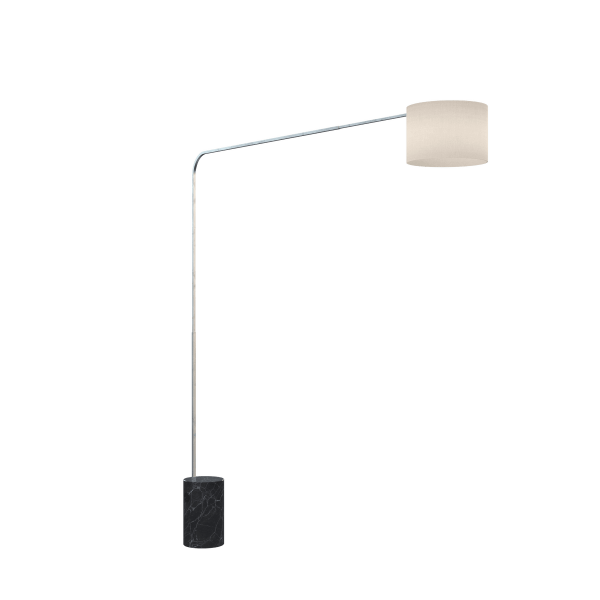 1189/B6-CIB CORNER PIANTANA 1189 TUBO SINGOLA CURVA - BASE CILINDRICA NERO - DIFFUSORE CILINDRICO BIANCO