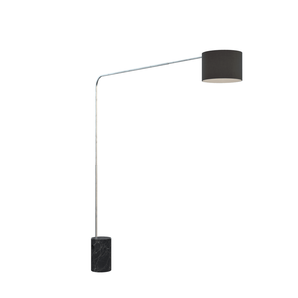 1189/B6-CIN CORNER PIANTANA 1189 TUBO SINGOLA CURVA - BASE CILINDRICA NERO - DIFFUSORE CILINDRICO NERO