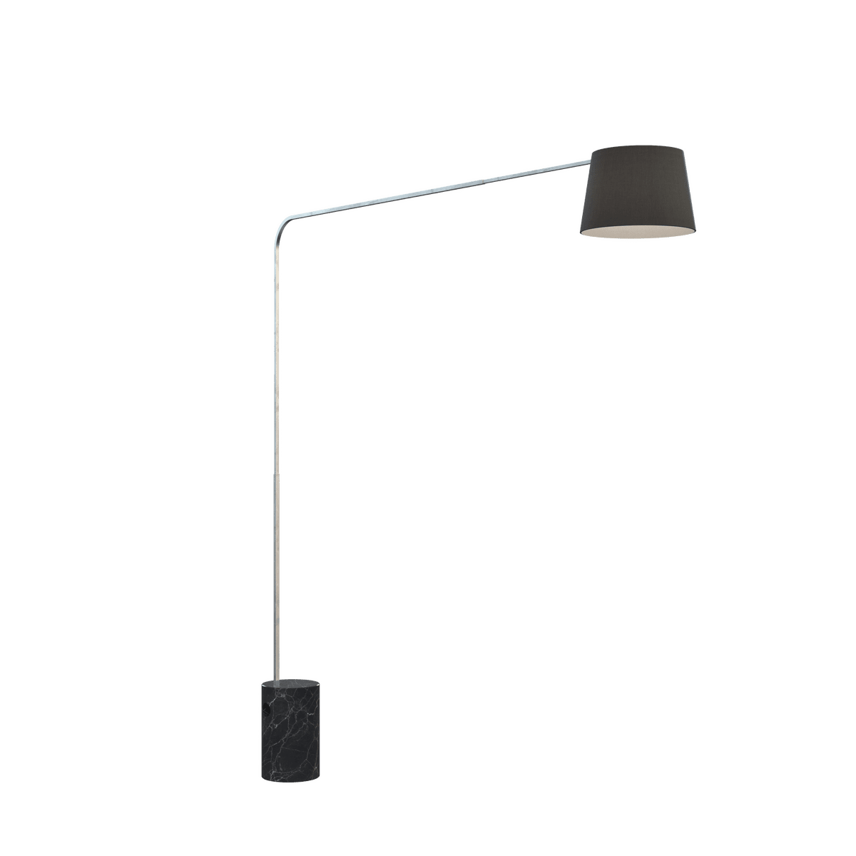 1189/B6-CON CORNER PIANTANA 1189 TUBO SINGOLA CURVA - BASE CILINDRICA NERO - DIFFUSORE CONICO NERO