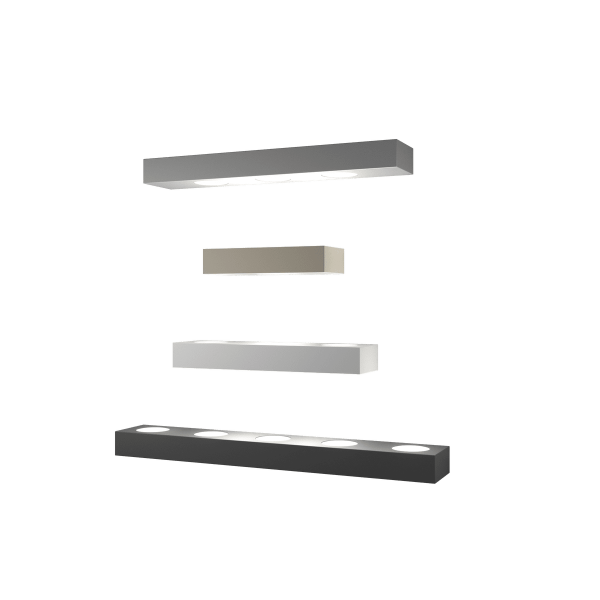 1190/A7-GR BEASIDE APPLIQUE 7 LUCI BIEMISSIONE GRIGIO