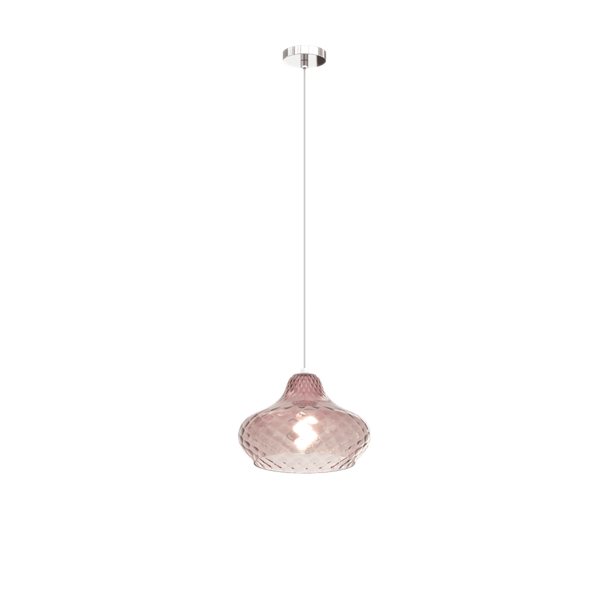 1191CR/SP-RU DRESS SOSP. CROMO 1 LUCE VETRO PICCOLO RUBINO