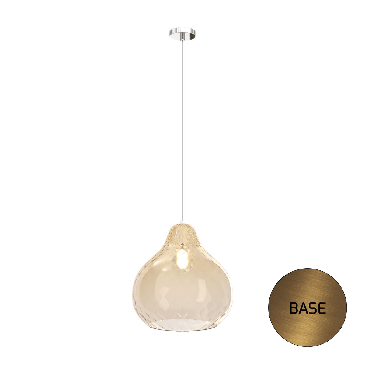 1191OS/SG-AM DRESS SOSP. OTTONE SAT. 1 LUCE VETRO GRANDE AMBRA