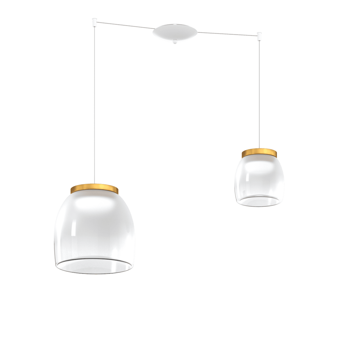 1192BI/S2 SMIX-OO DRUM SOSP. SPOSTABILE BIANCO 2 LUCI VETRI 1 PIC. + 1 GR. DECORO ORO OPACO