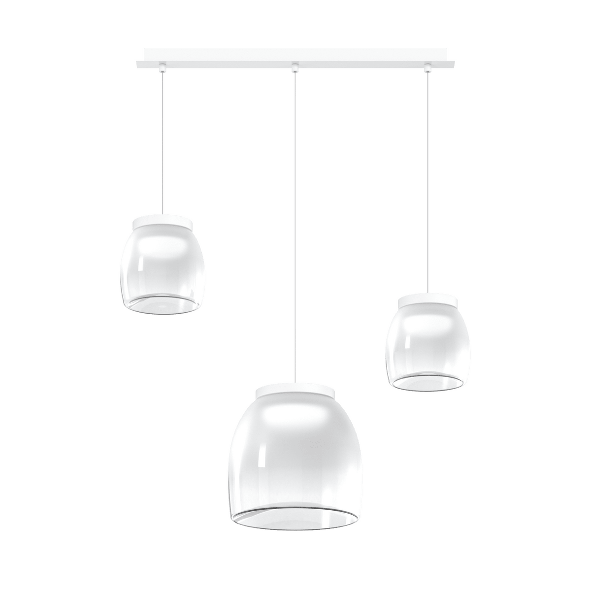 1192BI/S3 RMIX-BI DRUM SOSP. RETTANGOLARE BIANCO 3 LUCI VETRI 2 PIC. + 1 GR. DECORO BIANCO