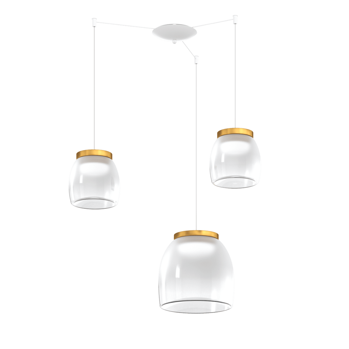 1192BI/S3 SMIX-OO DRUM SOSP. SPOSTABILE BIANCO 3 LUCI VETRI 2 PIC. + 1 GR. DECORO ORO OPACO