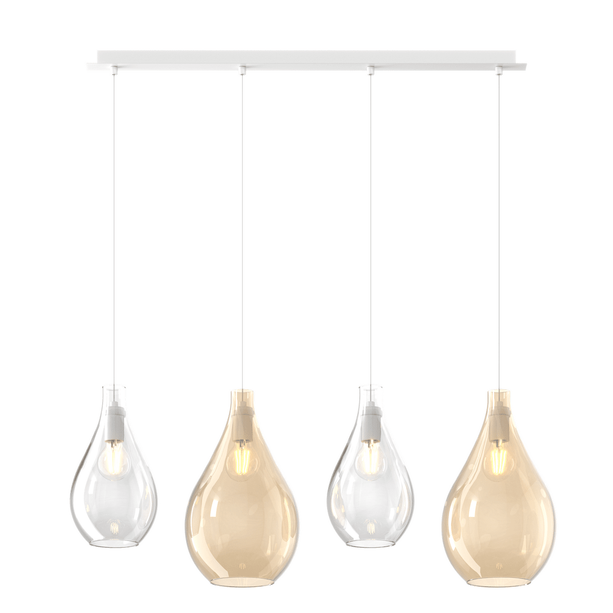 1193BI/S4 RPM-TA DROP 2.0 SOSP. BIANCO 4 LUCI RETTANGOLARE VETRI (2 PICCOLI (1XAM+1XTR)+2 MEDI (1XAM+1XTR))