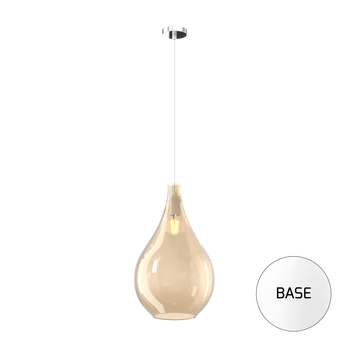1193BI/SG-AM DROP 2.0 SOSP. BIANCO 1 LUCE VETRO GRANDE AMBRA