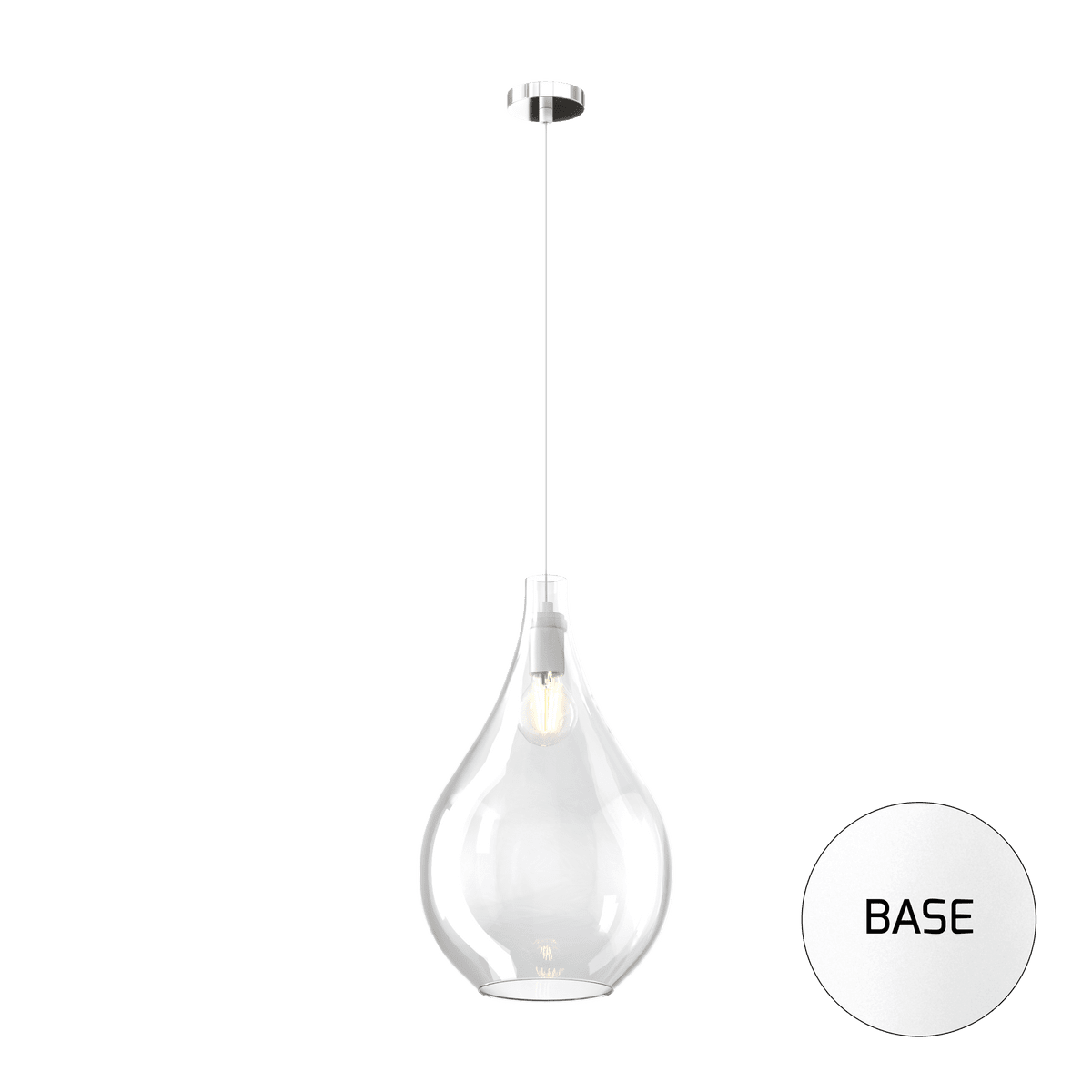 1193BI/SG-TR DROP 2.0 SOSP. BIANCO 1 LUCE VETRO GRANDE TRASPARENTE