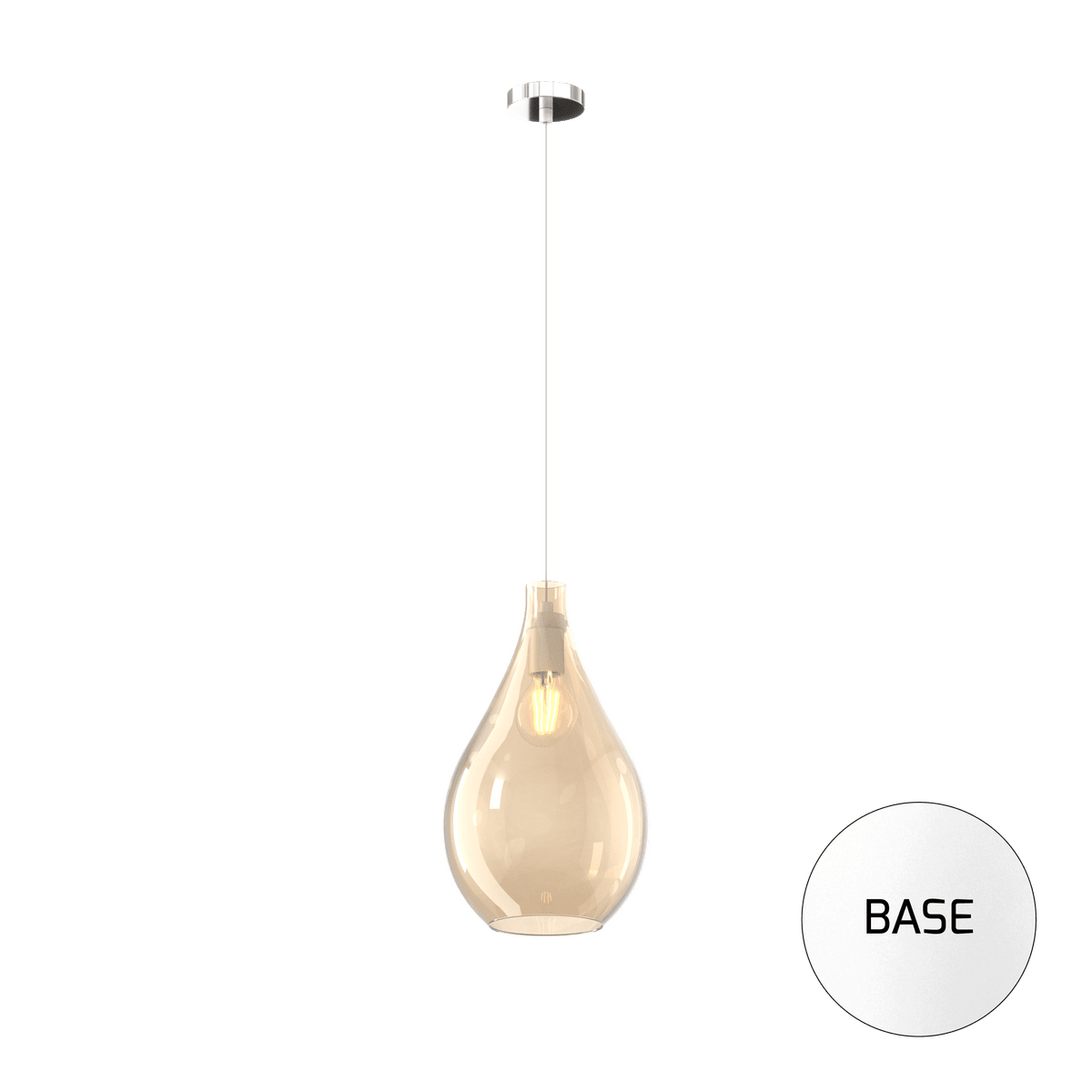 1193BI/SM-AM DROP 2.0 SOSP. BIANCO 1 LUCE VETRO MEDIO AMBRA