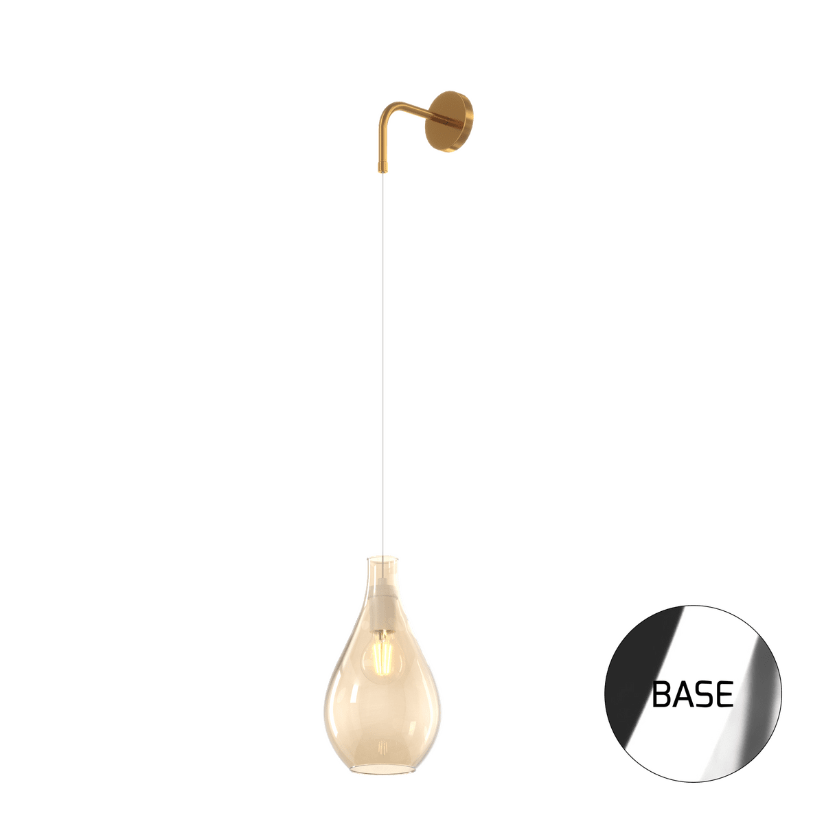 1193CR/A-AM DROP 2.0 APPLIQUE CROMO REGOLABILE VETRO AMBRA