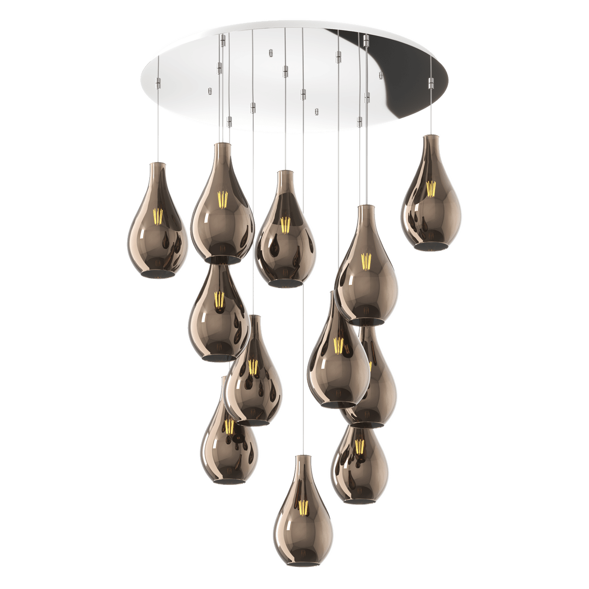 1193CR/S12 TP-BR DROP 2.0 SOSP. CROMO 12 LUCI TONDA VETRI PICCOLI BRONZO