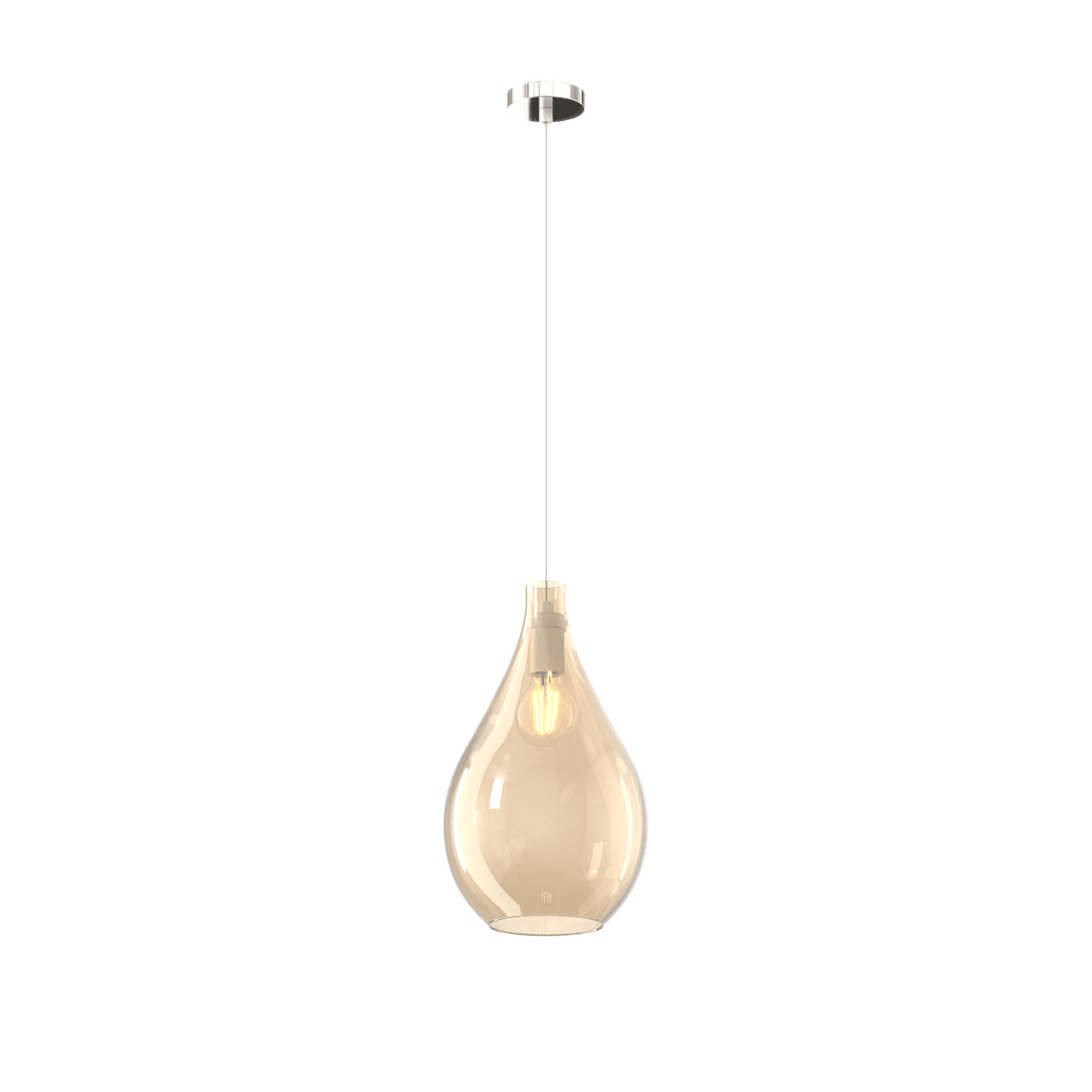 1193CR/SM-AM DROP 2.0 SOSP. CROMO 1 LUCE VETRO MEDIO AMBRA