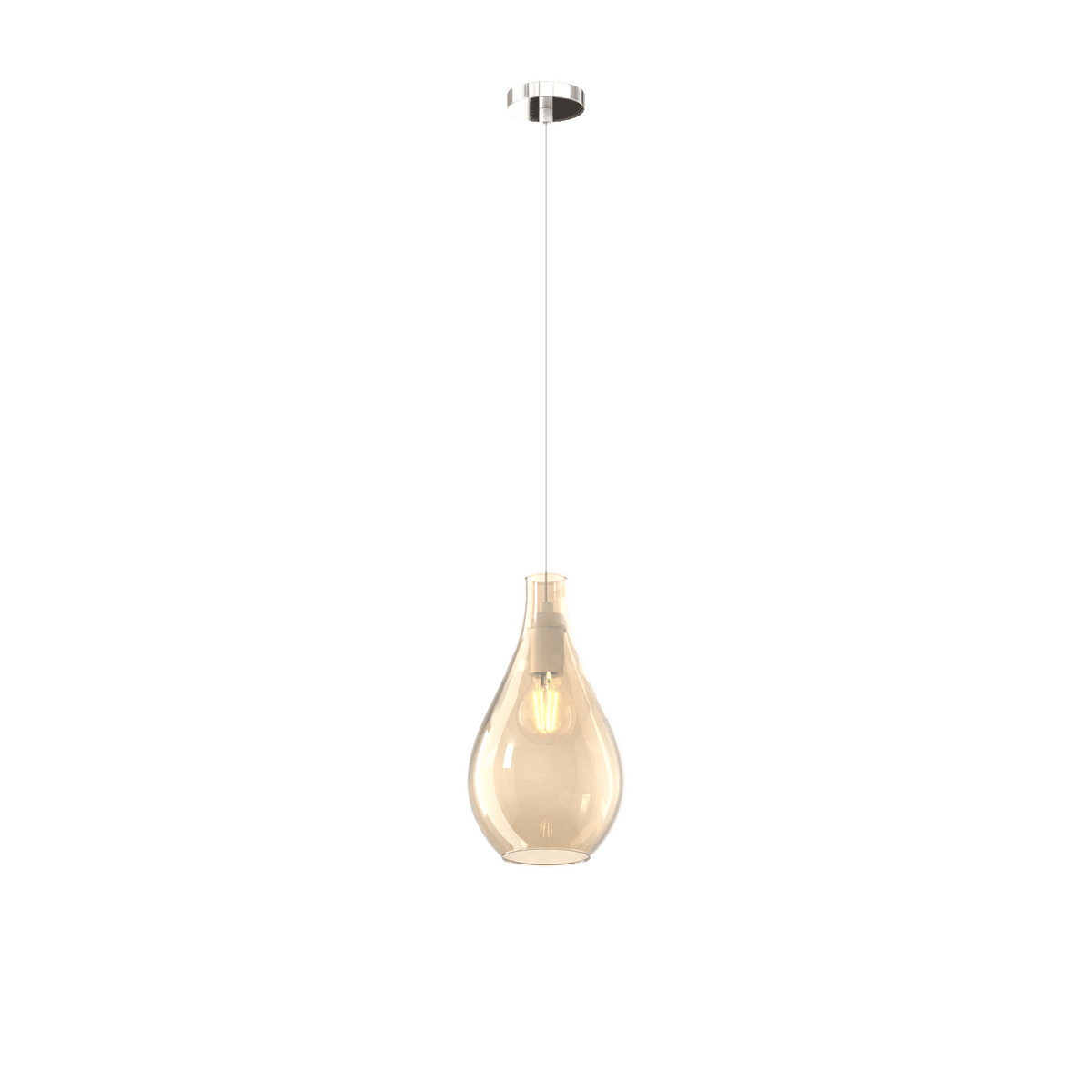 1193CR/SP-AM DROP 2.0 SOSP. CROMO 1 LUCE VETRO PICCOLO AMBRA